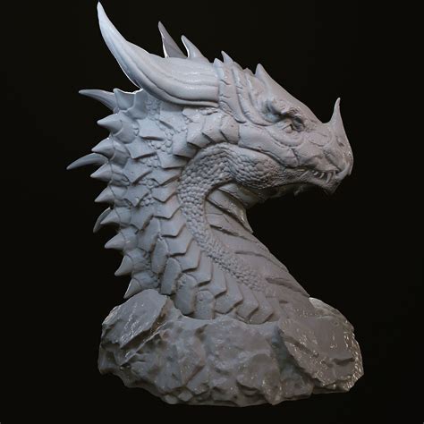 Dragon head in stone 3D print model | Dragon head, Dragon sculpture ...