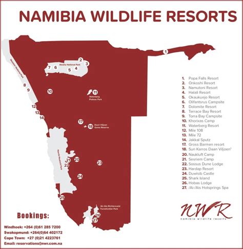 Namibia Wildlife Resorts: Zones: 1 10 18 21 27 37 44 45 46 50 54 59 60 ...