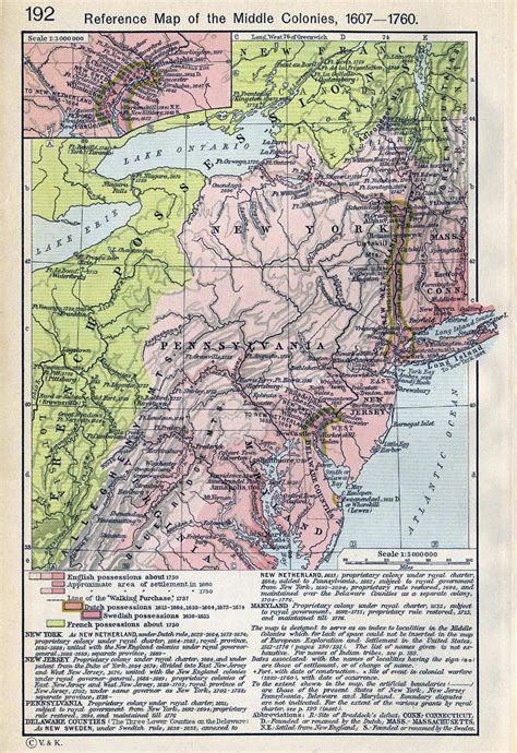 Map of the Middle Colonies 1607-1760