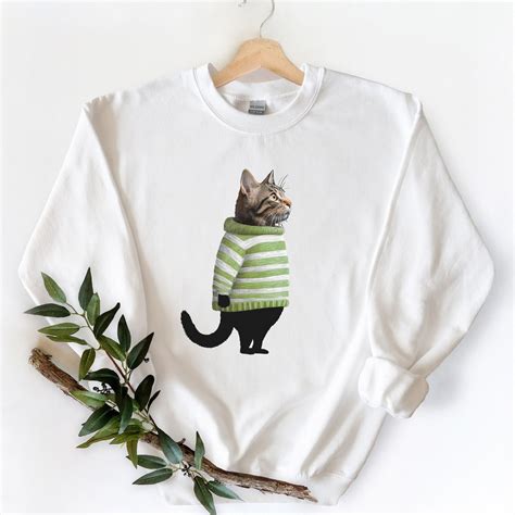 Personalized Cat in Sweater Fall Crewneck Sweatshirt, Custom Fall ...