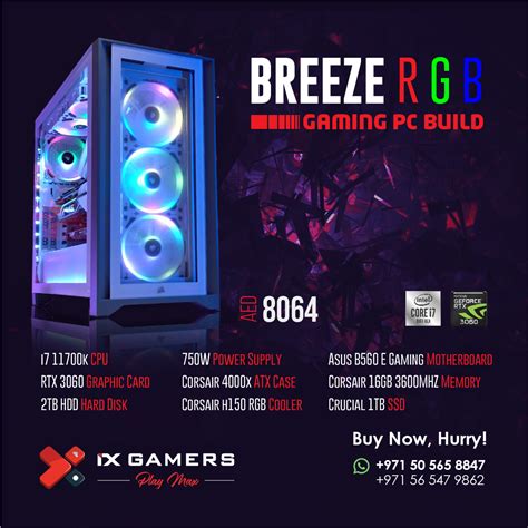 Breeze Rgb Gaming Pc Build - i7 11th Gen, Rtx 3060 Gpu, 1tb ssd, 2tb ...