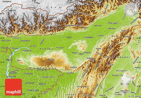 Physical Map of Assam