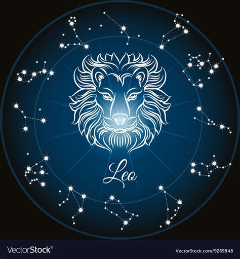 Zodiac sign leo and circle constellations. Vector illustration ...