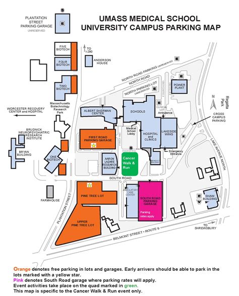 Parking Map - UMass Cancer Walk and Run at UMass Medical School