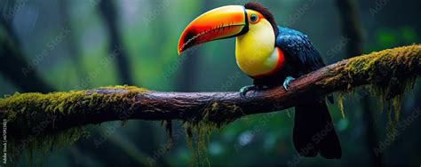 Toco toucan colorful bird (Ramphastos toco). Beautiful toucan bird in ...