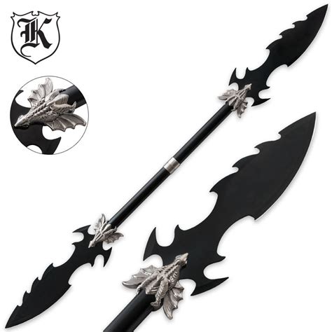 Dueling Dragons Double Blade Fantasy Spear | BUDK.com - Knives & Swords ...