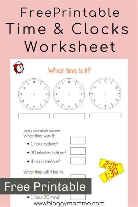 Fun Money & Time Skills Worksheets - Bloggy Momma