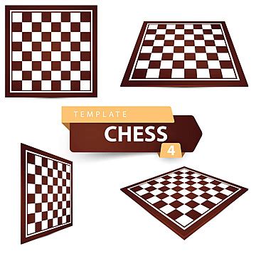 Chess Template Four Items Game Board Strategy Rook King Vector ...