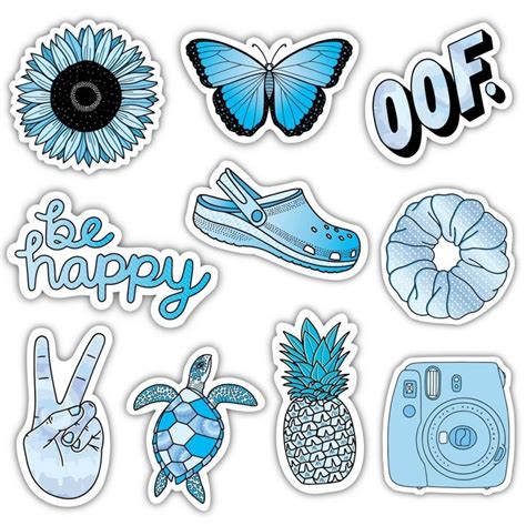 Big Moods Aesthetic Sticker Pack 10pc - Blue | Cute laptop stickers ...