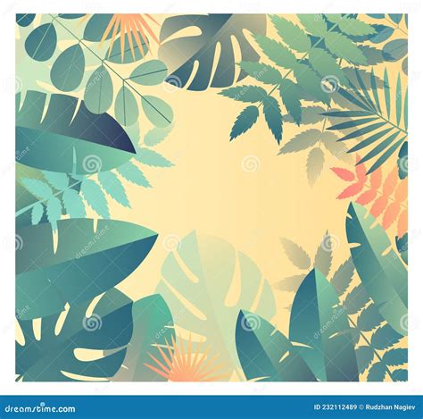 Tropical leaf background stock vector. Illustration of frame - 232112489