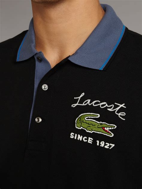 Lacoste Polo Shirt with Script Chest Logo in Black for Men | Lyst