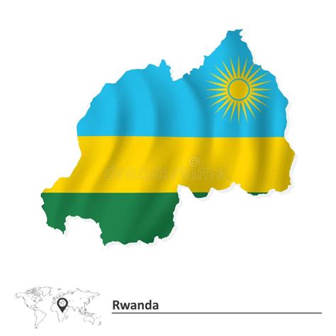 Map of Rwanda with flag stock vector. Illustration of emblem - 125153045