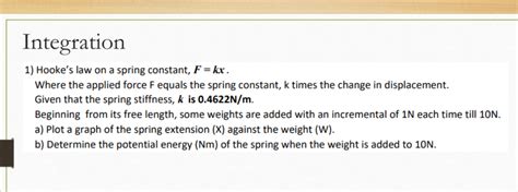 Solved 1) Hooke's law on a spring constant, F=kx. Where the | Chegg.com