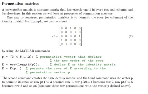 Permutation matrices A permutation matrix is a square | Chegg.com