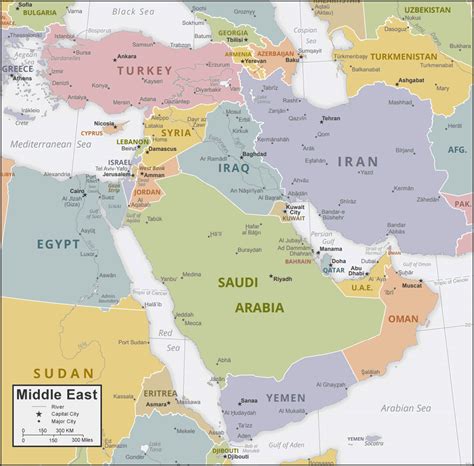 Map of the Middle East and surrounding lands