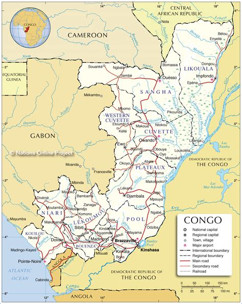 Administrative Map of Republic of the Congo 1200 pixel - Nations Online ...