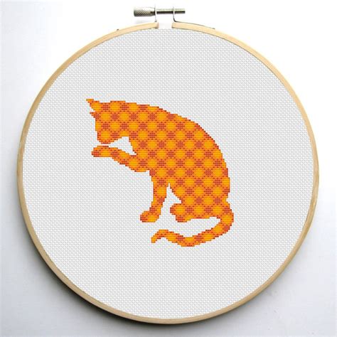 Silhouette Cat Modern Cross Stitch Pattern PDF Instant | Etsy