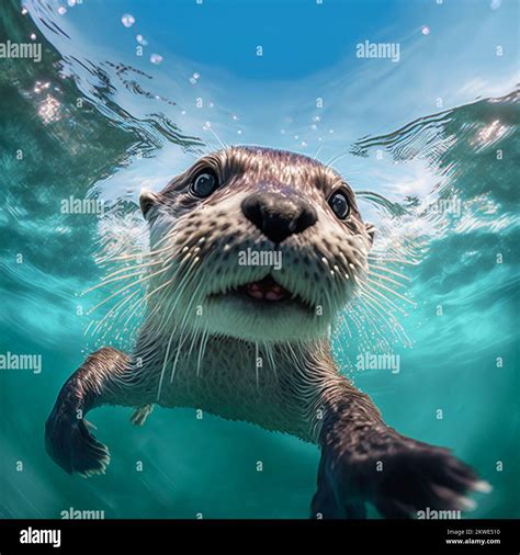 River Otter Swimming Drawing