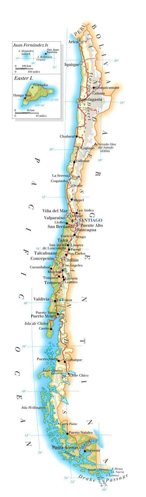 Chile national parks map - Map of Chile national parks (South America ...