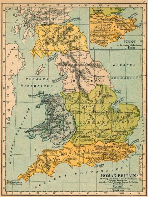 HISTORICAL MAPS: Britain Map 4th Century - Britain 1600 Years Ago