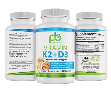 PurelyBio - Vitamin K2 + D3 60 Capsules - PurelyBio