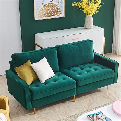 Small Spaces Sofa Bed, Mid Century Modern Velvet Loveseat Sofas ...