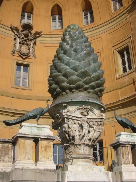 The bronze pine cone (`Pigna`) at the Cortile della Pigna square, at ...