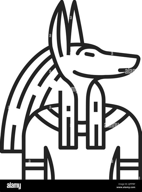 Anubis god of ancient Egypt isolated outline vector icon, jackal-headed ...