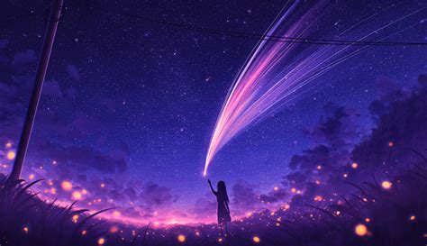 Anime Girl and Cool Starry Sky Wallpaper, HD Anime 4K Wallpapers ...