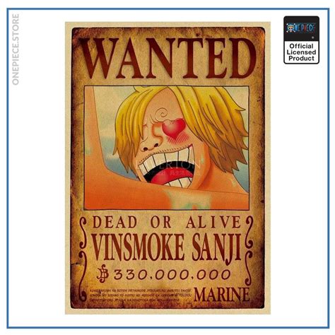 One Piece anime Wanted Poster - Sanji Bounty official merch | One Piece ...