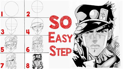 8 Easy Steps To Draw Jotaro From JoJo's Bizarre Adventure [Anime ...