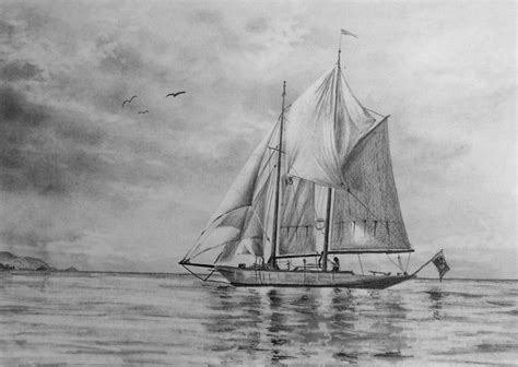 a drawing of a sailboat in the water