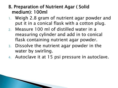 AIM: To prepare the Nutrient Agar (solid) and Nutrient Broth (Liquid ...