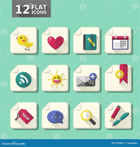 Flat design icon set stock vector. Illustration of element - 37703851