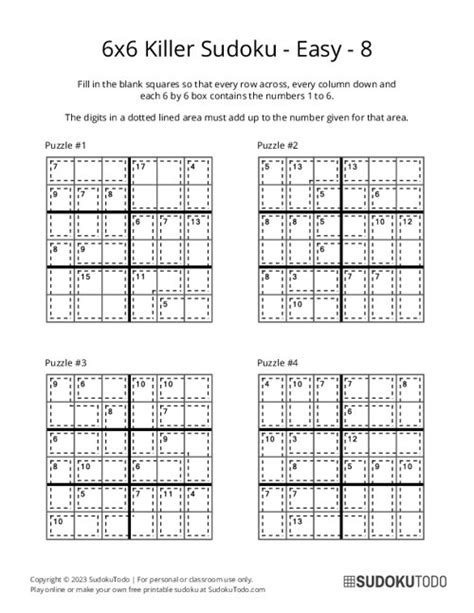 Killer Sudoku Puzzles