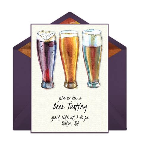 Free Watercolor Beer Invitations | Beer invitation, Beer tasting party ...