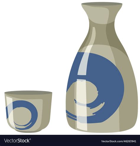 Japanese sake bottle and cup Royalty Free Vector Image