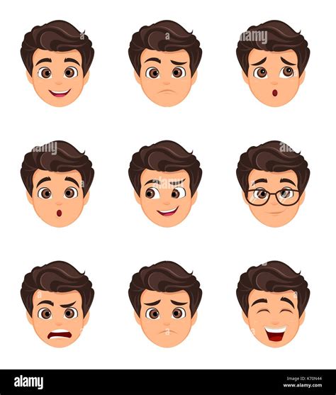 Cartoon Face Emotion Set Various Facial Expressions In Doodle Style ...