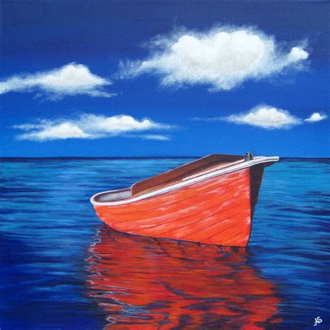 The Creative Canvas: Little Red Fishing Boat | Beach painting, Boat ...