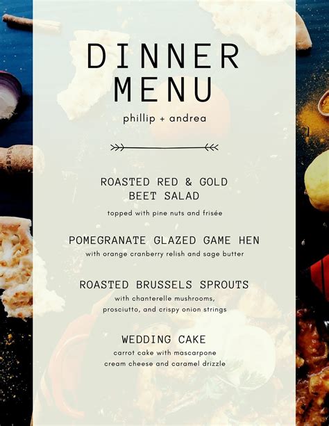 Dinner Party Menu Template