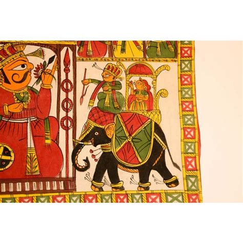 Asian Decorative Art Phad Painting Rajasthan Royal Procession | Chairish