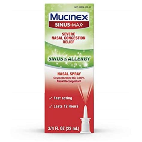 Mucinex Sinus & Allergy Fast Acting Nasal Congestion Relief Spray, Fast ...