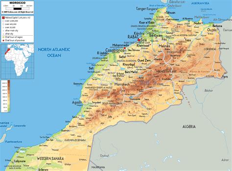 Physical Map of Morocco - Ezilon Maps