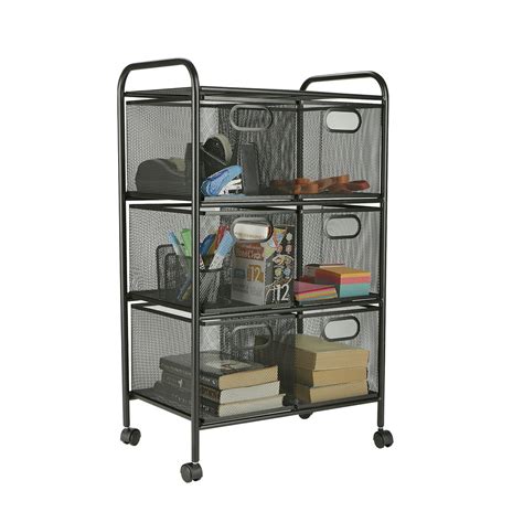 Mind Reader 6 Drawer Rolling Mesh Office Cart, Utility Cart, Black ...