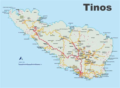 Tinos tourist map - Ontheworldmap.com