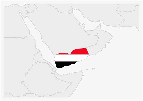 Yemen map highlighted in Yemen flag colors 12897843 Vector Art at Vecteezy