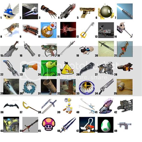 49 video game weapons by picture Quiz - By goblincrock