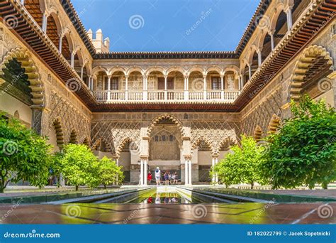 Moorish Architecture of Beautiful Castle Called Real Alcazar in Seville ...