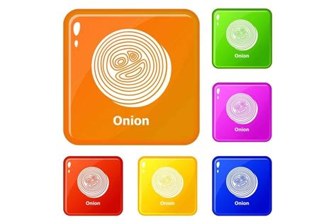 Onion icons set vector color (529011)