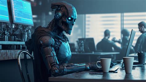 Robot in a Cafe AI Art Wallpaper, HD Fantasy 4K Wallpapers, Images and ...